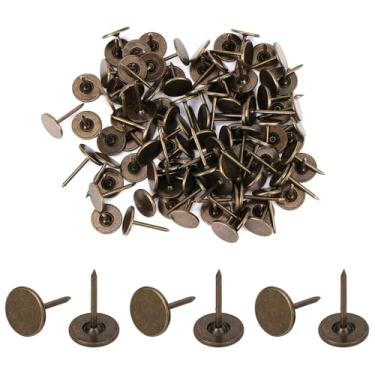 Imagem de 100 Peças Resistentes Tachas, Alfinetes Planos, para Quadro de Avisos Pregos Decorativos Tachas para Parede Pendurar Fotos Casa Mobiliário Sofá Escritório Decoração Faça Você Mesmo (Bronze)