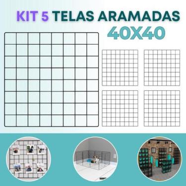 Imagem de Kit 5 Painel Aramado 40x40cm Decoração Minimalista Galeria Fotos Organ