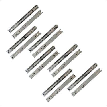 Imagem de 14 Corrediças Telescópicas 25Cm Gaveta Trilho Zinca. 7 Pares