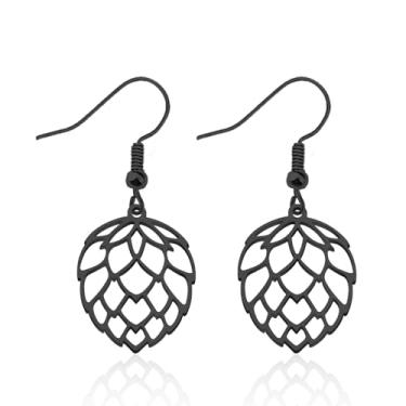 Imagem de WUSUANED Brincos de lúpulo, brincos engraçados de cerveja, presentes para amantes de cerveja, bebedor, joias, presentes para melhores amigos, Large, Aço inoxidável, Sem pedra preciosa