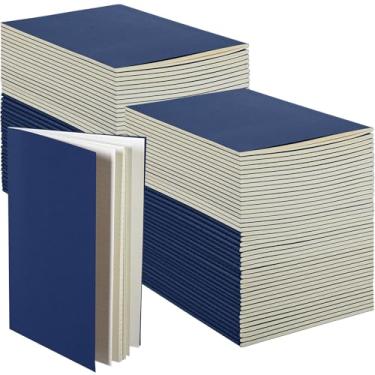 Imagem de Mimorou 100 cadernos Kraft, cadernos de capa mole A5 de 14 cm x 21 cm, volume para escrever esboços de escritório, bloco de notas com 60 páginas, 30 folhas (azul marinho, ponto)