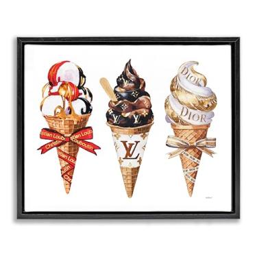 Imagem de Stupell Industries Design de arte de parede em tela flutuante de sorvete gourmet de luxo preto por Amanda Greenwood, 43 x 53 cm