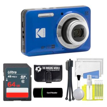 Imagem de The Imaging World Câmera Digital Kodak Pixpro Fz55 Blue De 16 Mp, Zoom Óptico 5X, Grande Angular 28 Mm, Vídeo Full Hd 1080P, Lcd 2,7" + Leitor Cartão E Memória 64 Gb, Carteira, Kit Limpeza Tripé