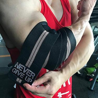 Imagem de Youfine — Suporte profissional para cotovelos elásticos e cotovelos, suporte de compressão para musculação, musculação, musculação, levantamento de peso e academia masculina, Double Stripe, Gray