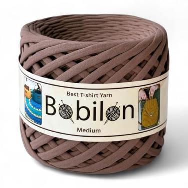 Imagem de Fio de camiseta de algodão 7-9 mm para crochê, tricô, macramê, artesanato DIY – Fita macia jersey, fio Fettuccini Zpagetti – Cacau