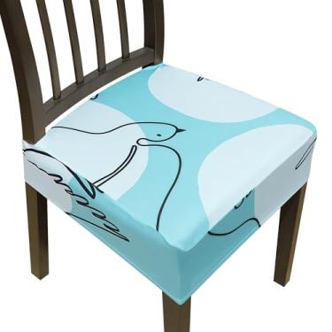 Imagem de Capas de cadeira de jantar, capas de assento para cadeiras de sala de jantar, conjunto de 6, capas elásticas para cadeira de cozinha, capa removível lavável para cadeira de sala de jantar, protetor de