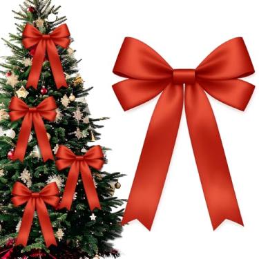 Imagem de Janinka 24 peças decoração de arco de árvore de Natal decorações de laço de fita de cetim para grinalda enfeite de topo de árvore grande coquete escada lareira guirlanda casa natal decoração de férias