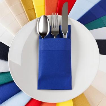 Imagem de Guardanapos de jantar com talheres AMERICAN HOMESTEAD - Guardanapos de mesa descartáveis semelhantes a panos dobrados - Serviettes de papel absorvente para casamentos, festas e eventos - 40 x 39 cm