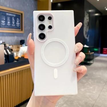 Imagem de Capa de luxo em cores doces para Samsung Galaxy S25 S24 Fe S23 Plus S22 Ultra A16 A26 A36 A26 A17 A07 A56 Capa magnética (para Samsung S25 FE/branco)