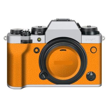 Imagem de Adesivo de capa de câmera X-T4 para FujiFilm X-T4 película protetora antiarranhões decoração XT4 (transparente + couro laranja)