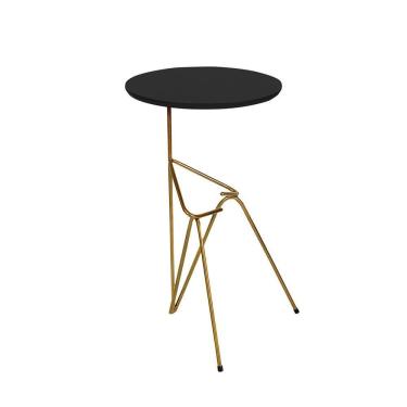 Imagem de Mesa De Canto Lateral Mesinha Bambino Dourado - Preto