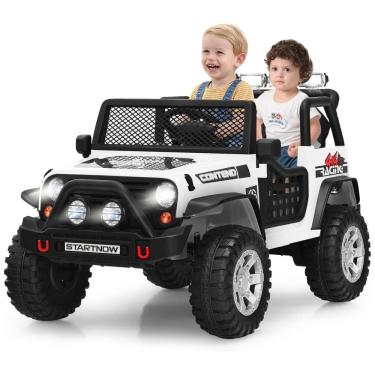 Imagem de Kids Carro, Carrinho Elétrico Infantil Off Road a Bateria 12V 2 Assentos com 2 Velocidades e MP3, COSTZON, Branco