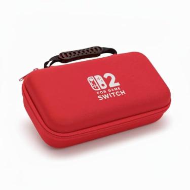 Imagem de Estojo de transporte compatível com Switch 2 - Para console e acessórios Bolsa rígida portátil Bolsa de viagem para transporte (Vermelho)