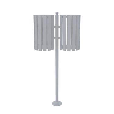 Imagem de Lixeira de Rua Pátios Parques Dupla Tubular Cinza 151cm