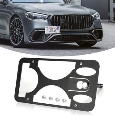 Imagem de Suporte de montagem de placa de carro para para-choque dianteiro compatível com Mercedes-Benz S-Class AMG/Base 2021-2025, sem suporte de placa de perfuração, molduras de substituição com kit de