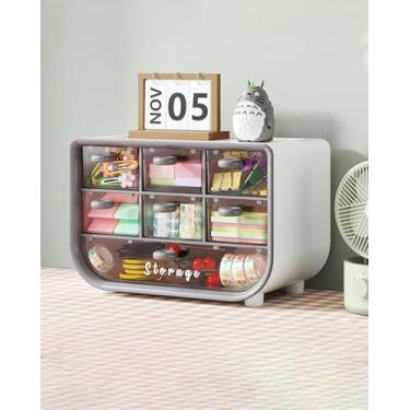 Imagem de Organizador multifuncional de mesa dormitório artigos de papelaria cosméticos organizador de grande capacidade pulseira de couro primeira joia caixa transparente cinza LCC539-02