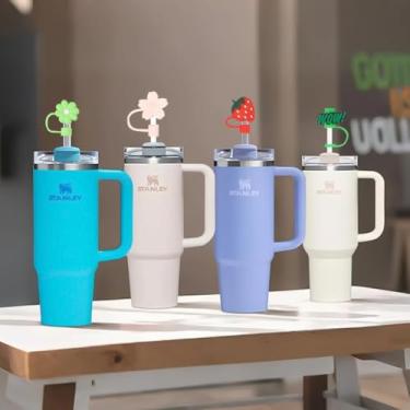 Imagem de 9 peças de tampa de palha para copo Stanley, acessórios de silicone bonitos para topo de palha compatíveis com Stanley Cup 30 e 1,134 g