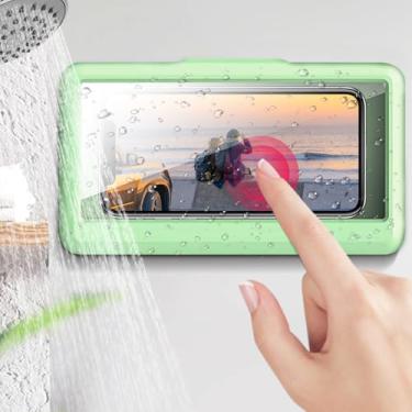 Imagem de Caixa de telefone montada na parede à prova d'água transparente caixa de armazenamento banheiro cozinha fácil instalação telefone pequenos acessórios proteção