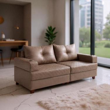 Imagem de Sofá 3 Lugares Essenza Bom Pastor, Castor Veludo PU