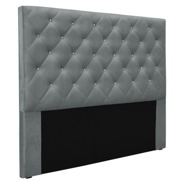Imagem de Cabeceira Solteiro 0,90m Tânia Veludo Cinza Chumbo