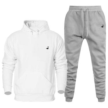 Imagem de Conjunto de Moletom Blusa e Calça Masculino Flanelado 50% Poliester 50% Algodao Inverno Macio