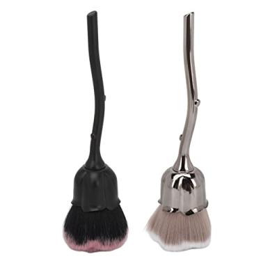 Imagem de 2pcs Rosa Flor Maquiagem Fofo Pincel Macio Rosto Pó Blush Nail Art Pincel Removedor de Poeira