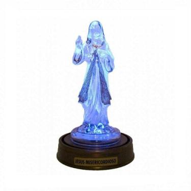 Imagem de Luminária Imagem Jesus Misericordioso Luzes De Led Azul - Amor Lindo