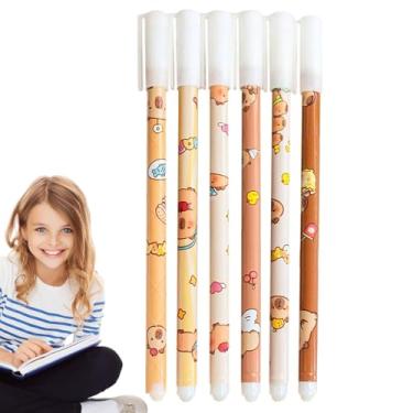 Imagem de Canetas de tinta apagável, conjunto de 6 canetas apagáveis por fricção de 0,5 mm - com borracha, conjunto de papelaria para pintura, diário, desenho