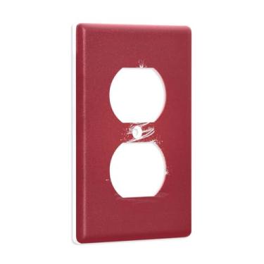 Imagem de Blueangle Placa de parede dupla para árvore de Natal branca brilhante, tamanho padrão, placas de cobertura de tomada elétrica de 1 gangue para decoração de quarto de escritório em casa, 4,53 x 2,76