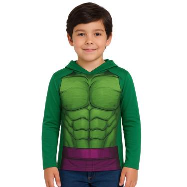Imagem de Camiseta Manga Longa Infantil Menino Algodão Estampada Capuz Vingadores Brandili-Masculino
