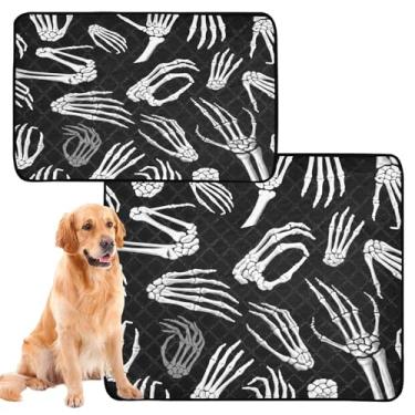 Imagem de CEBUGI Almofadas de xixi laváveis para cães, pacote com 2, almofadas impermeáveis para filhotes de cachorro, antiderrapante, à prova de vazamento, para cama de cercadinho, mãos de esqueleto