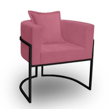 Imagem de Poltrona para Sala Base de Metal Preto Reforçada Liz Veludo - LH Decor