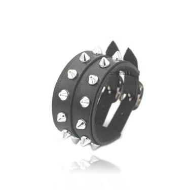 Imagem de Bracelete Pulseira Punk Rock Com Espinhos Spike Regulável K-Pop couro 