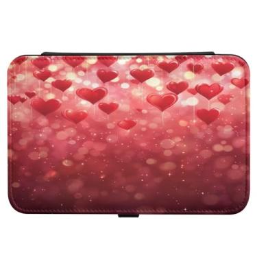 Imagem de Burbuja Caixa de joias de viagem de coração de dia dos namorados para mulheres e meninas, organizador de joias portátil de couro PU para brincos, anéis, colares e pulseiras