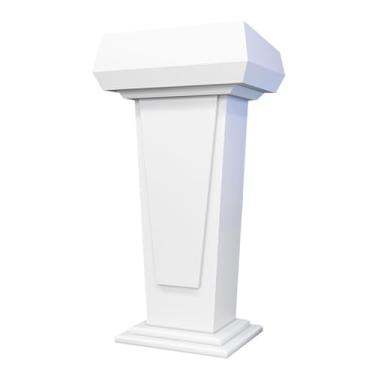 Imagem de Suporte de pódio portátil de madeira com armazenamento, púlpito de igreja em pé no chão, mesa de conferência de sala de aula móvel, púlpito branco para uso em auditório