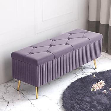 Imagem de Banco de armazenamento de sapatos, banco de armazenamento de veludo, banco de armazenamento de pelúcia estofado, banco de sapatos de entrada moderno, banco acolchoado para descanso de pés para quarto