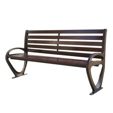 Imagem de Bancos de jardim banco de parque, banco de metal ao ar livre, móveis com moldura de metal com encosto e apoios de braço curvos, para quintal, jardim, varanda, entrada, móveis ao ar livre (tamanho: 120