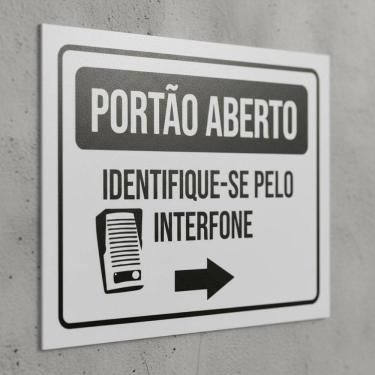 Imagem de Placa Acm Portão Averto Identifique-Se Pelo Interfone 18X23