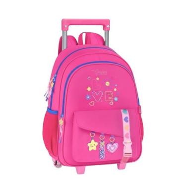 Imagem de Mochila de Rodinhas Youtuber Cacau Haxkar Escolar Viagem Cor:Rosa - Cl