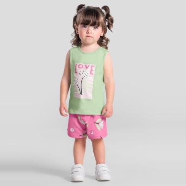 Imagem de Conjunto infantil menina estampa flores com glitter Brandili-Feminino