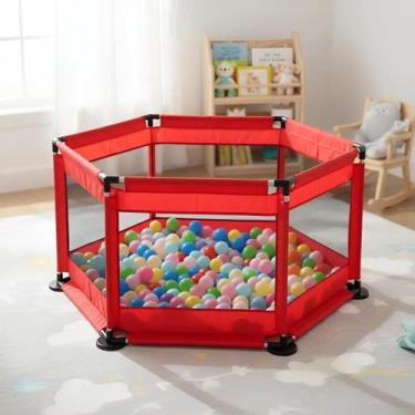 Imagem de Chiqueirinho Infantil Bebê Cercado Cercadinho Vermelho Brincar Criança