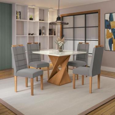 Imagem de Conjunto Sala de Jantar Luna Kappesberg 4 Cadeiras Veludo Titanio