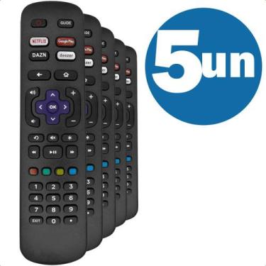 Imagem de Kit com 5 Controles Remotos para Smart TV AOC Philco Roku Netflix Glob