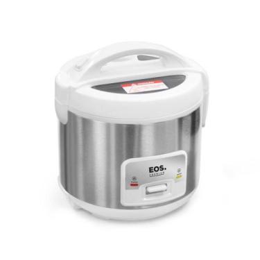 Imagem de Panela Elétrica de Arroz EOS 5 Xícaras Inox Branca com Tampa de Vidro 