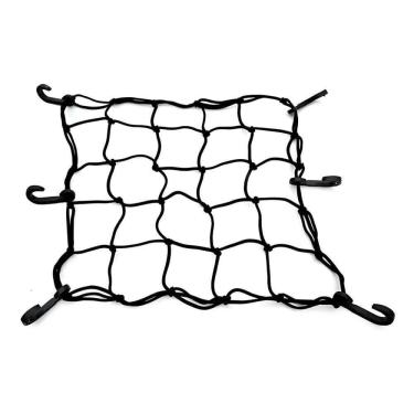 Imagem de Rede Elástica para Motos no Bagageiro Quadrada 40 X 40 cm Preta com 6 Ganchos Compatível