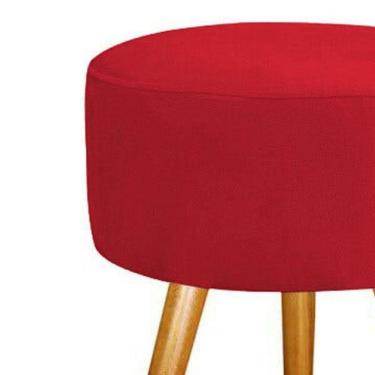 Imagem de Puff Puf Para Decoração Sala De Estar Redondo Suede Vermelho