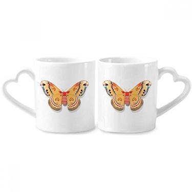 Imagem de Borboleta chinesa 3D em cor laranja conjunto de canecas de porcelana para casais, coração de cerâmica