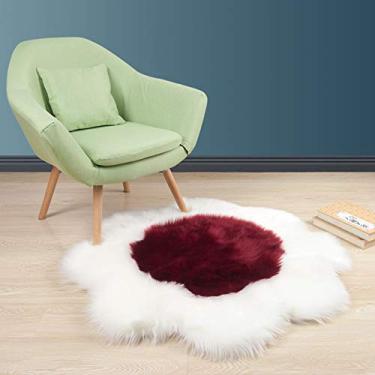 Imagem de Tapete de área falsa pilha longa tapete felpudo em forma de flor antiderrapante tapete lavável protege o chão para sala de estar sala de estudo banheiro varanda quarto infantil sofá cadeira, vinho branco tinto, 120 cm