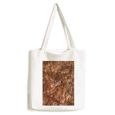 Imagem de Bolsa de lona marrom com estampa de superfície áspera bolsa de compras casual