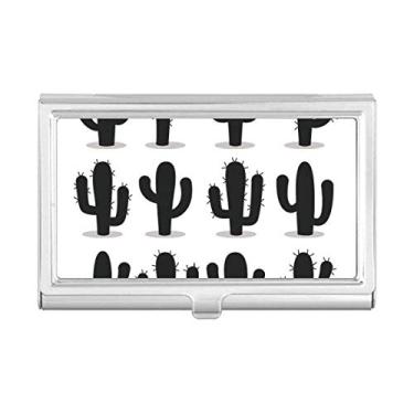 Imagem de Porta-cartões de visita com desenho de suculentas de planta com desenho de cacto, porta-cartões